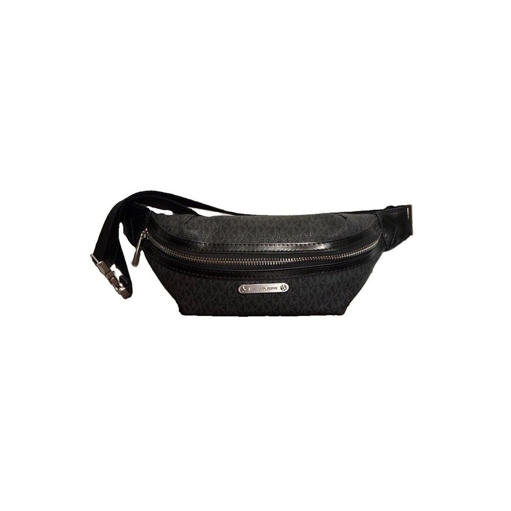 NWOT MICHAEL KORS BLACK/GRAY FAUX LEATHER BELT BAG/FANNY PACK